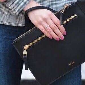 Mezzi Dark Navy Leather Clutch